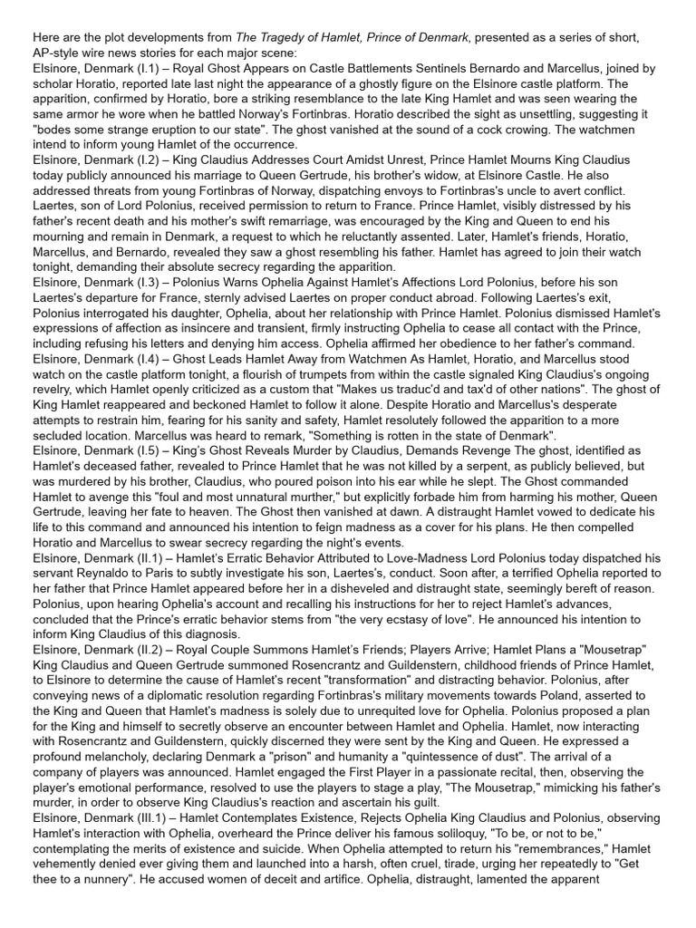 Hamlet Plot Developments in News Style | PDF | Hamlet