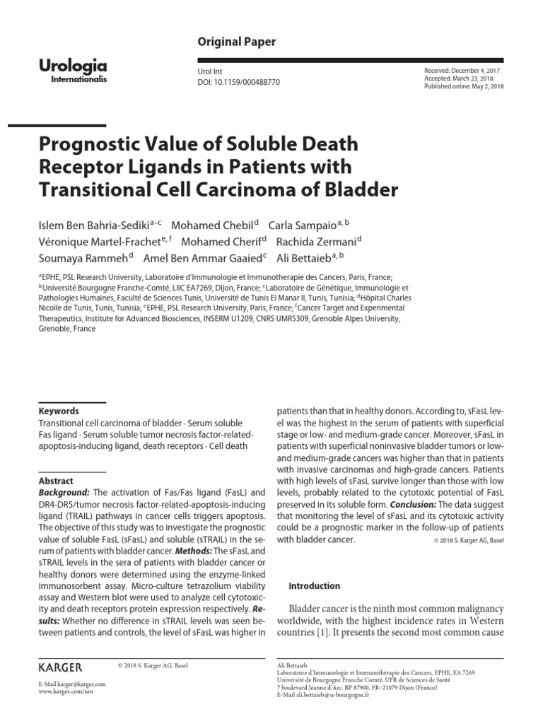 Prognostic Markers in Bladder Cancer | PDF | Biochemistry | Chemistry