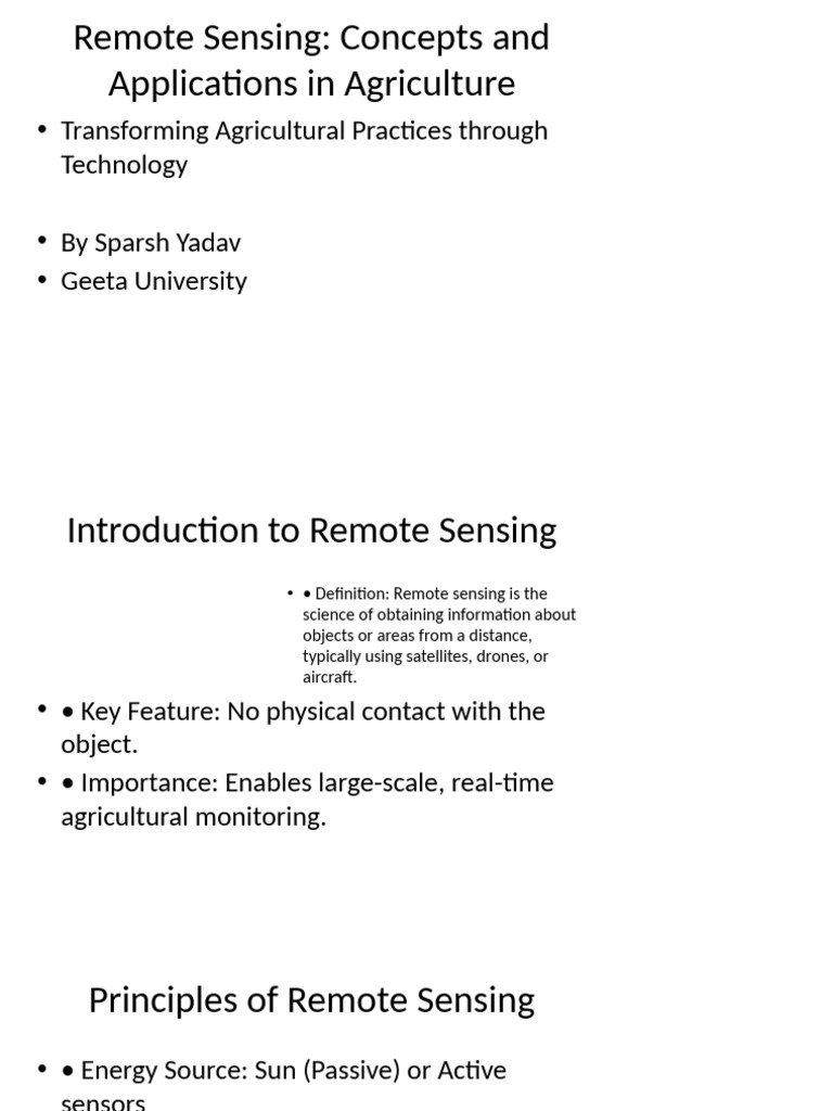 Remote Sensing in Agriculture Explained | PDF