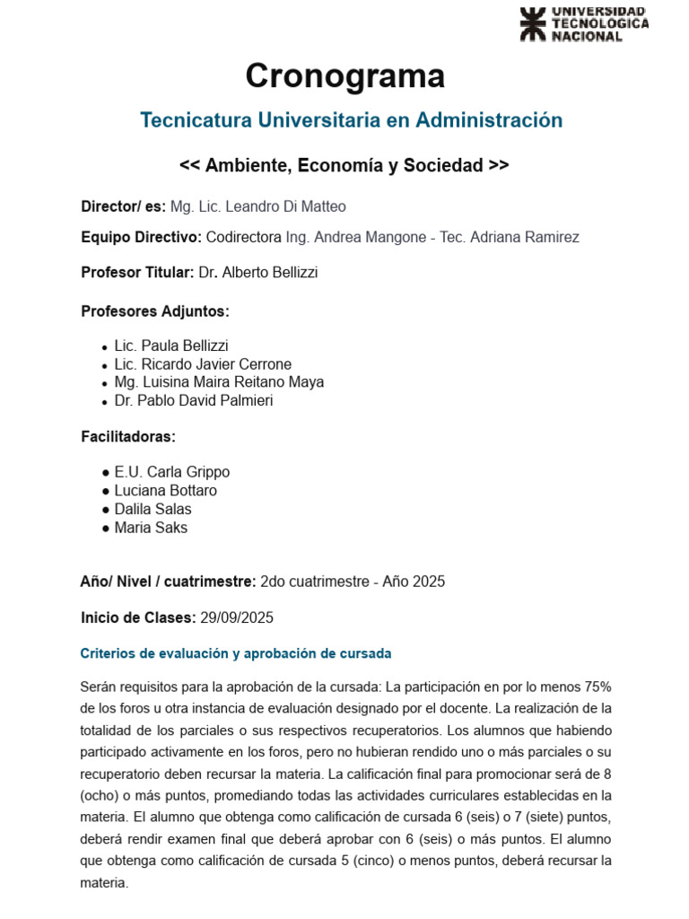 Cronograma - AES - 2C 2025 | PDF