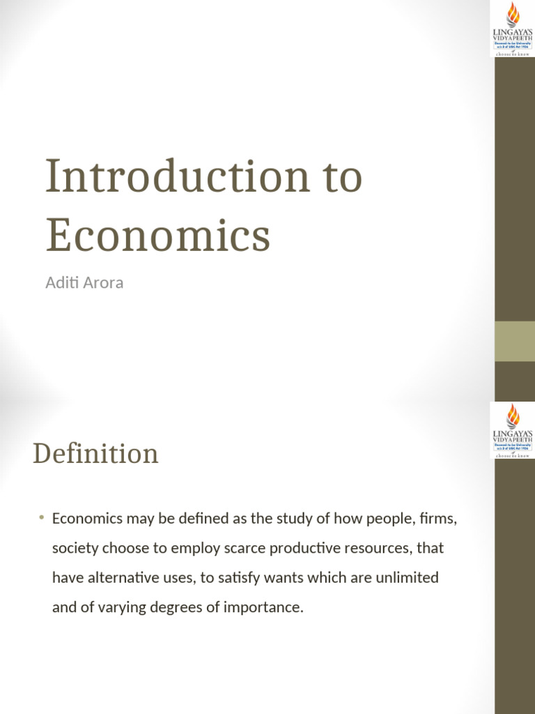 Introduction To Economics | PDF | Economics | Microeconomics