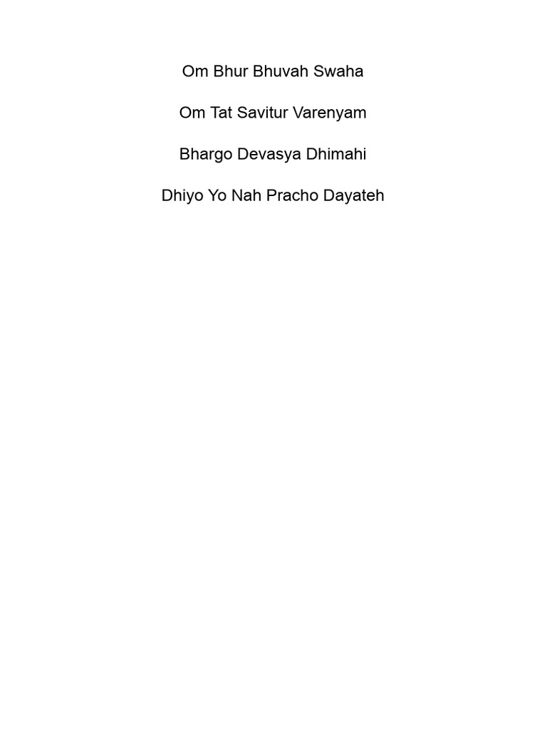 Om Bhur Bhuvah Swaha | PDF