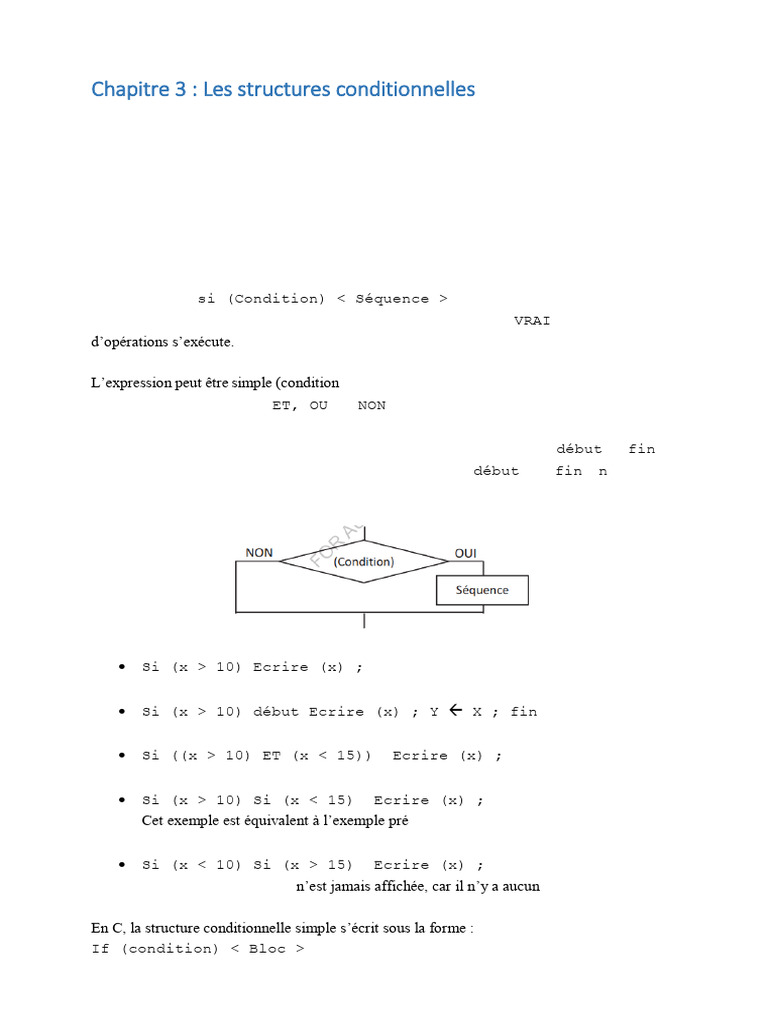 Structures conditionnelles en programmation | PDF | Structure de ...