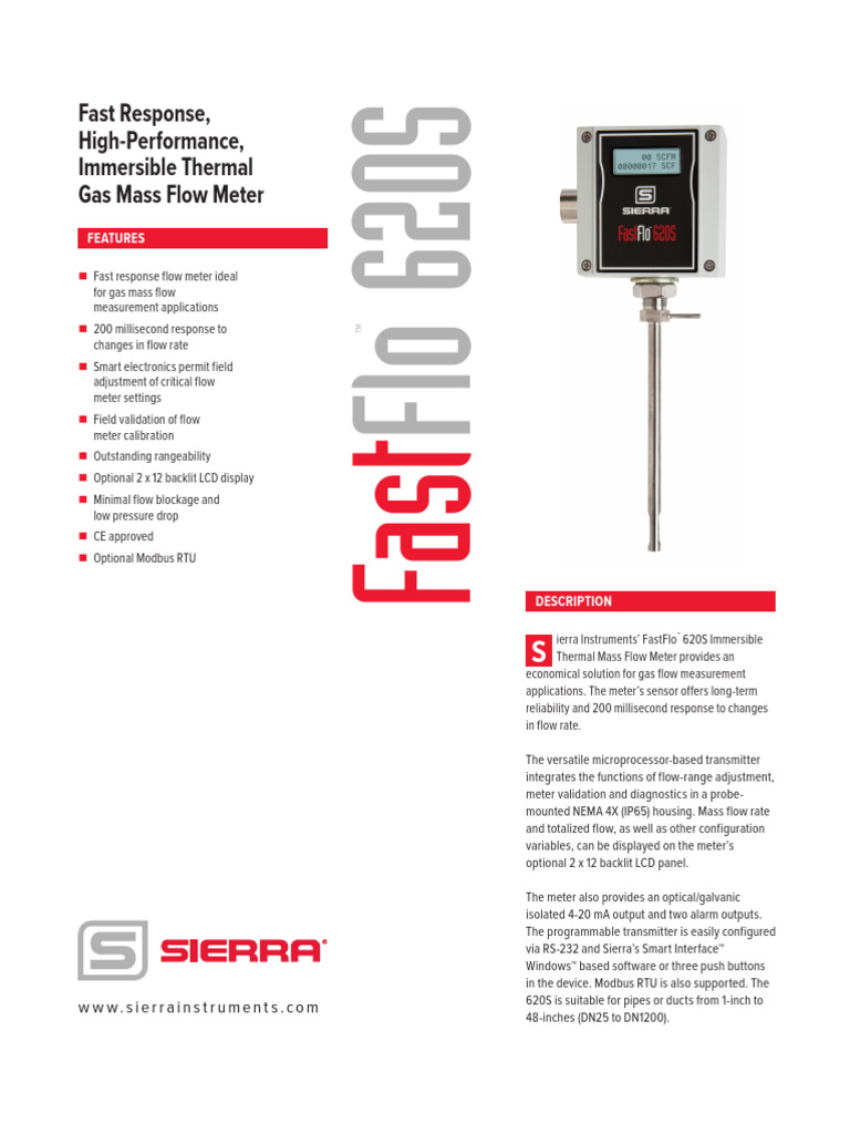 620s-Datasheet 1 Fastflo | PDF | Flow Measurement | Equipment