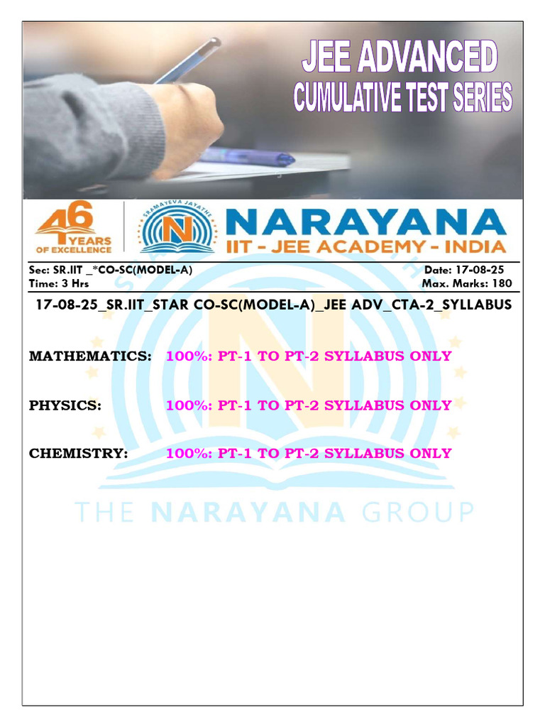 JEE Advanced Model A Syllabus & Exam Format | PDF | Function ...