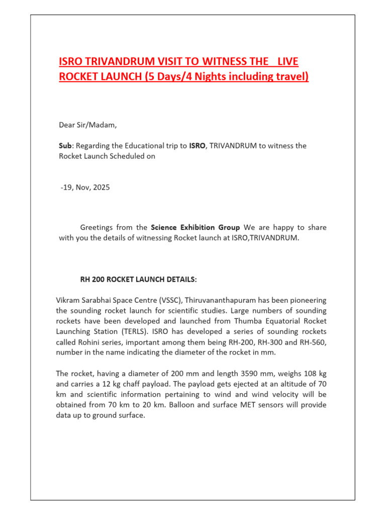 ISRO Rocket Launch Educational Trip | PDF | Spaceflight | Flight