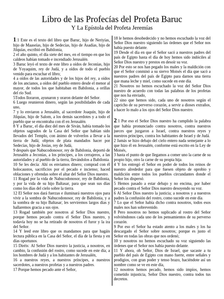 Libro de Baruc y La Epístola de Jeremías | PDF | Pecado | Creencia ...