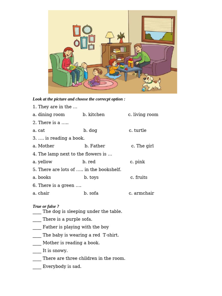 Picture-Based Home Scene Quiz | PDF