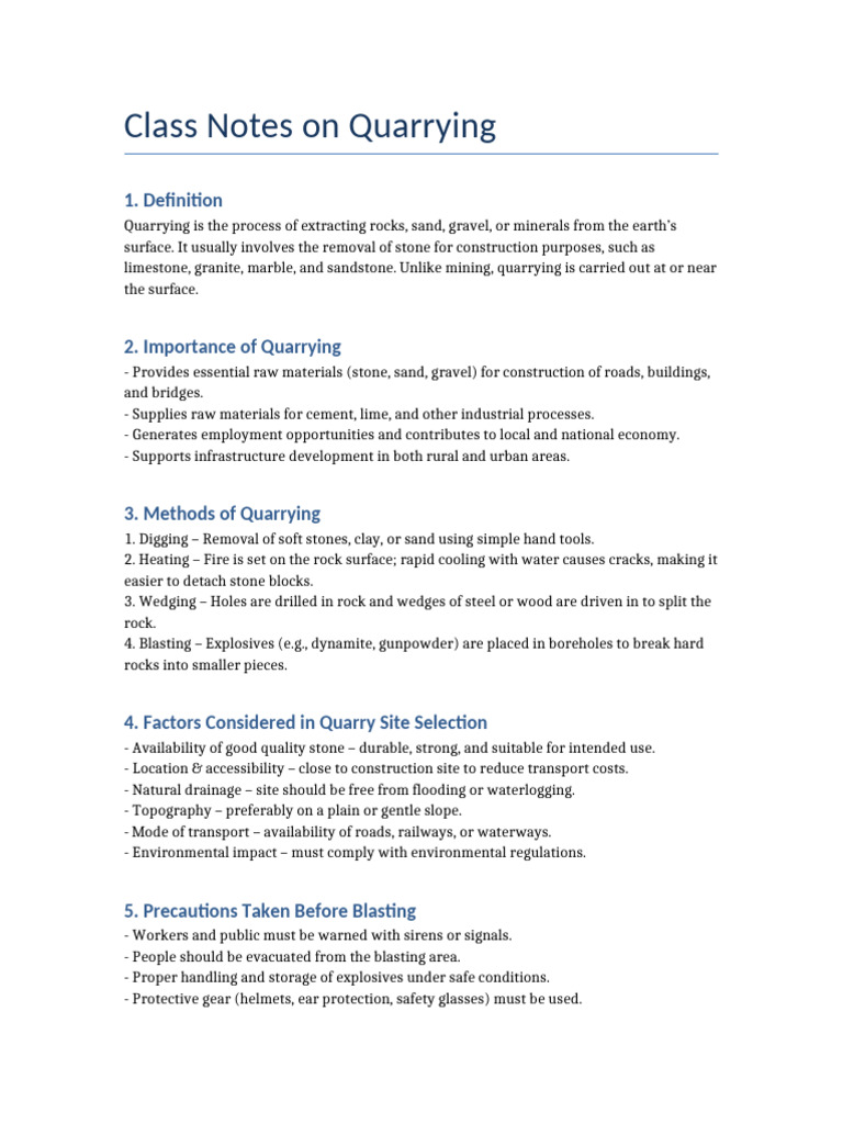 Overview of Quarrying Processes and Impact | PDF | Rock (Geology) | Quarry