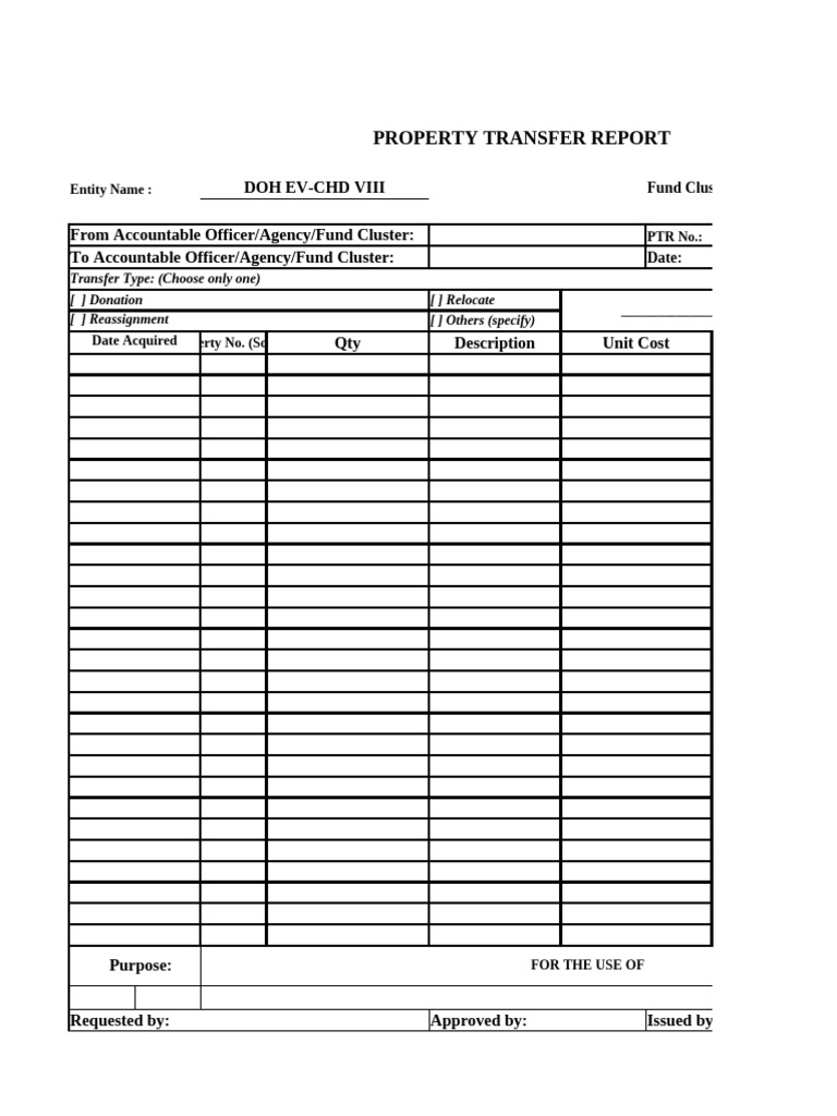 Property Transfer Report Template | PDF