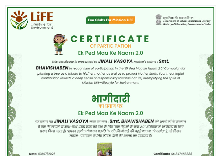 EcoClubs Certificate 347483888 | PDF