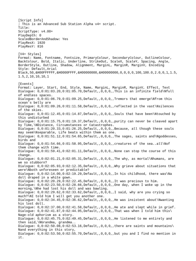Advanced Sub Station Alpha Script | PDF