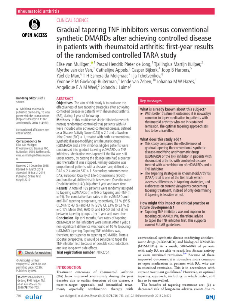 Gradual Tapering TNF Inhibitors Versus Conventiona | PDF | Rheumatoid ...