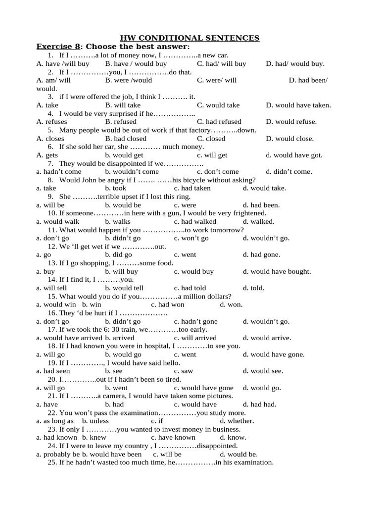 HW Conditional Sentences | PDF