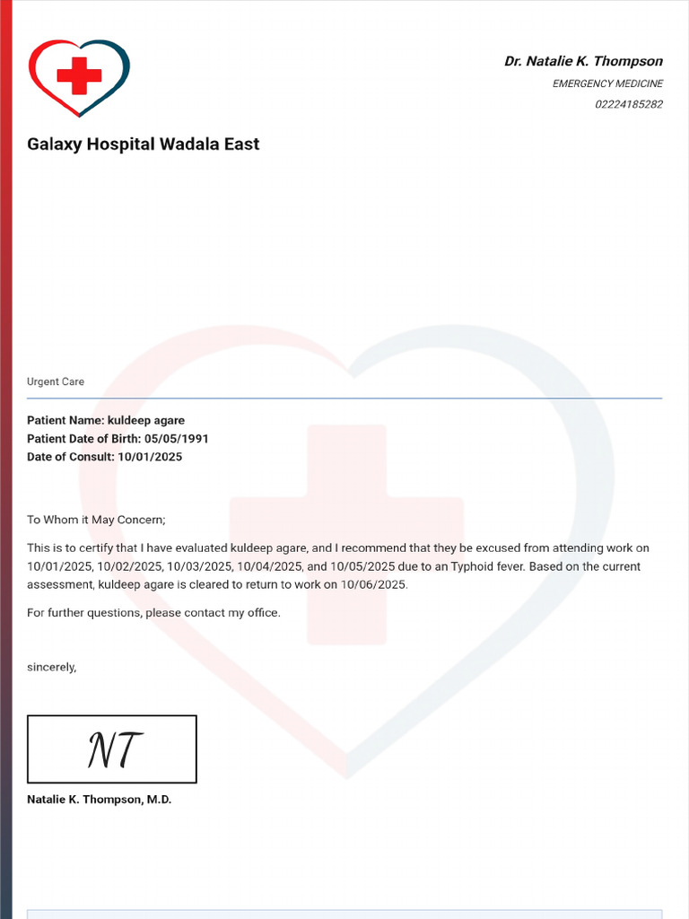 Doctor Note With Signature | PDF