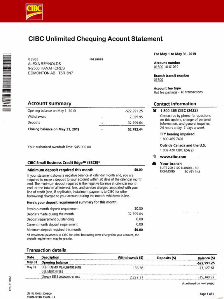 Cibc Statement | PDF