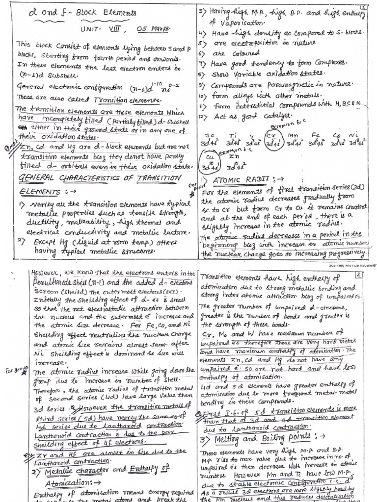 D & F Block Elements | PDF