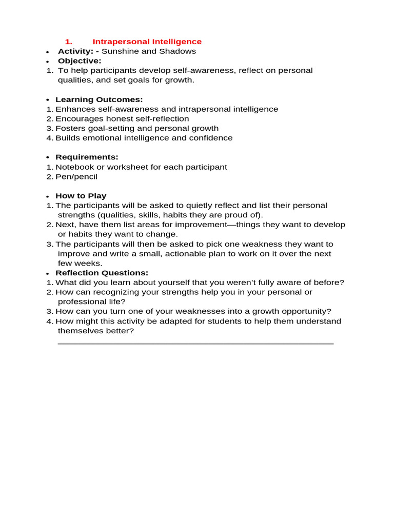 Engaging Activities for Multiple Intelligences | PDF | Learning | Teachers
