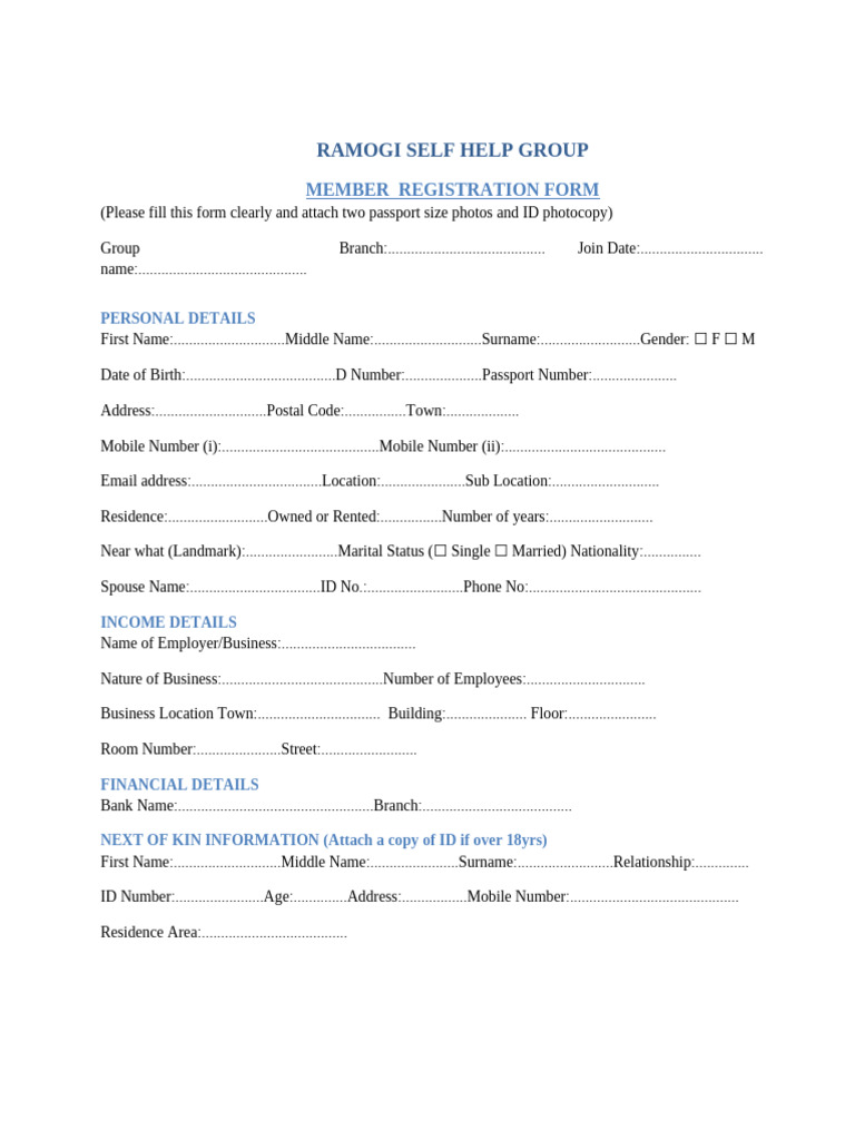 Client Registration Form | PDF | Government And Personhood