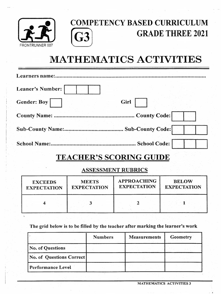 Grade 3 Maths Teacher - Co .Ke | PDF