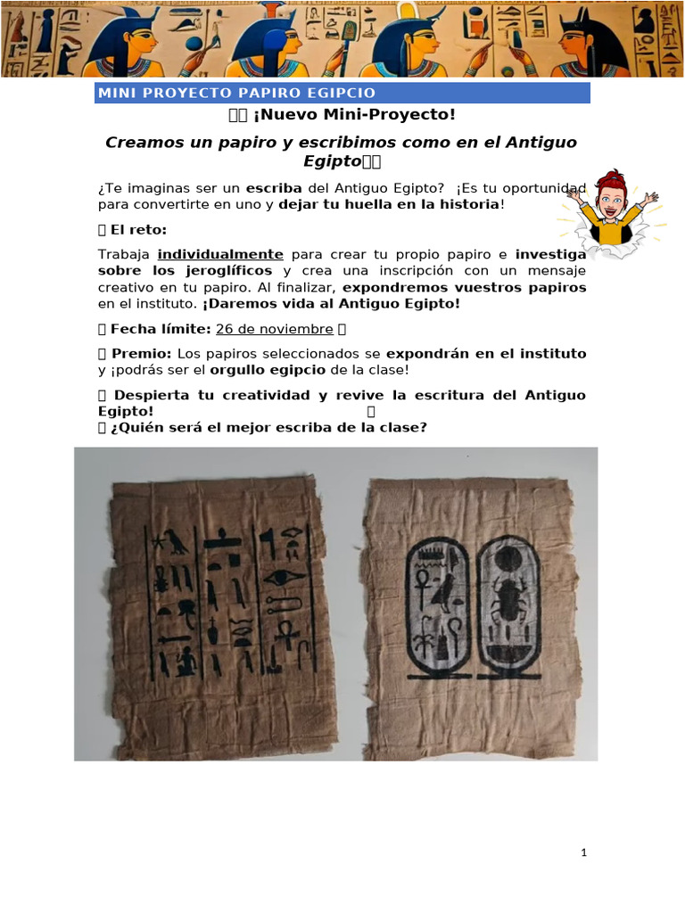 Mini Proyecto: Crea tu Papiro Egipcio | PDF | Papiro | Antiguo Egipto
