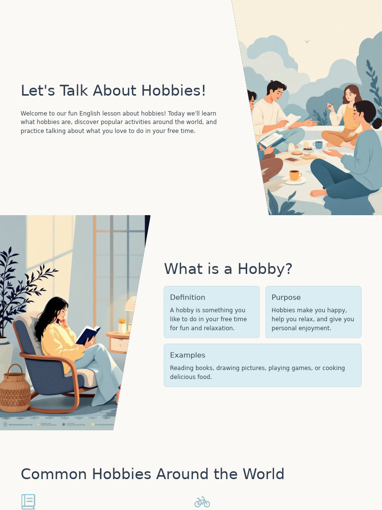 Exploring Hobbies in English | PDF | Hobbies | Sports