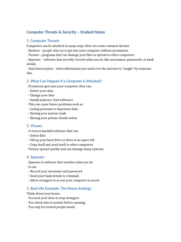 Computer Security Threats Explained | PDF | Computer Virus | Security