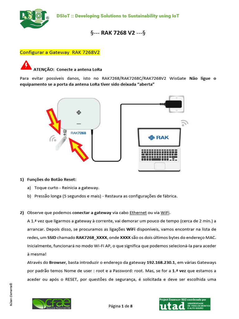 Configuração do Gateway RAK 7268 V2 | PDF | Wi-Fi | Endereço de IP