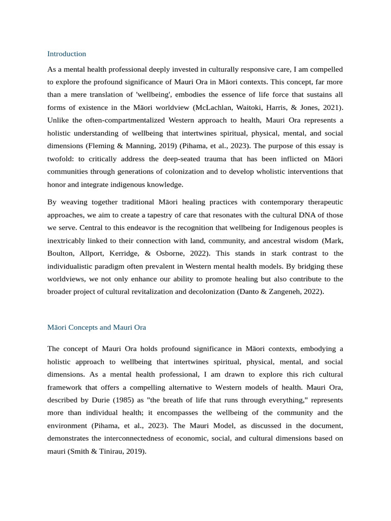 Understanding Mauri Ora in Māori Wellbeing | PDF | Well Being ...