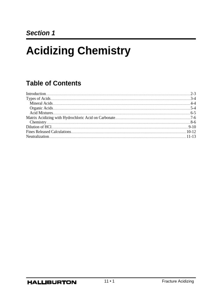 Section 1 - Acidizing Chemistry | PDF | Acid | Ph