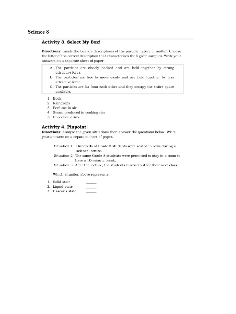 Science 8 Asynchronous Activity Quarter 2 | PDF