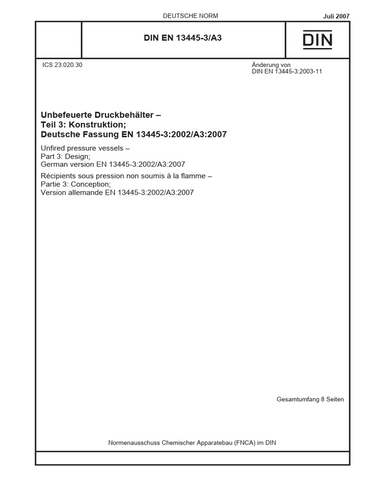 Din en 13445-3 A3 (2007.07) | PDF