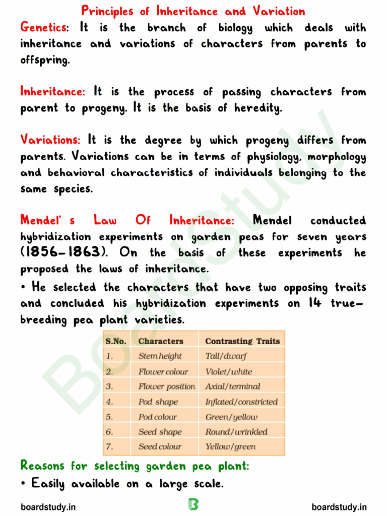 Principles of Inheritance and Variation | PDF