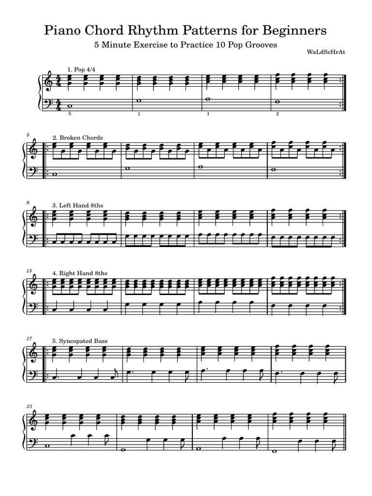 Piano Chord Patterns for Beginners | PDF | Chess | Chess Theory
