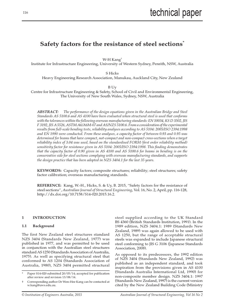 Safety Factors for Steel Section Resistance | PDF | Reliability ...
