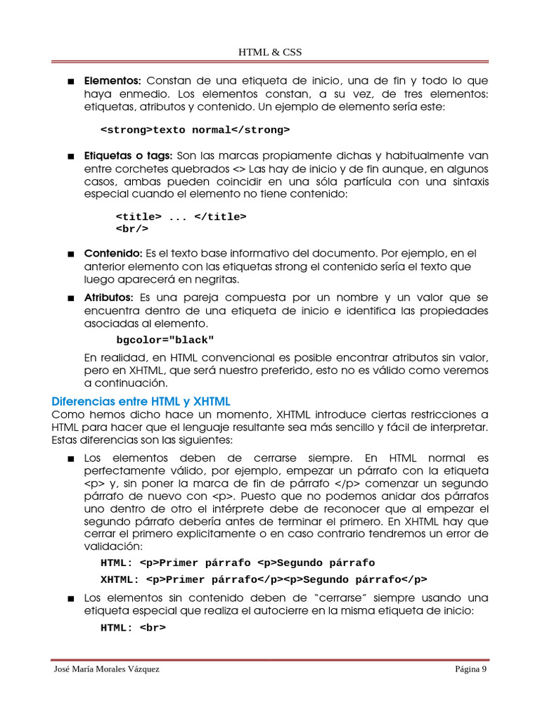 Introducción a HTML y XHTML | PDF