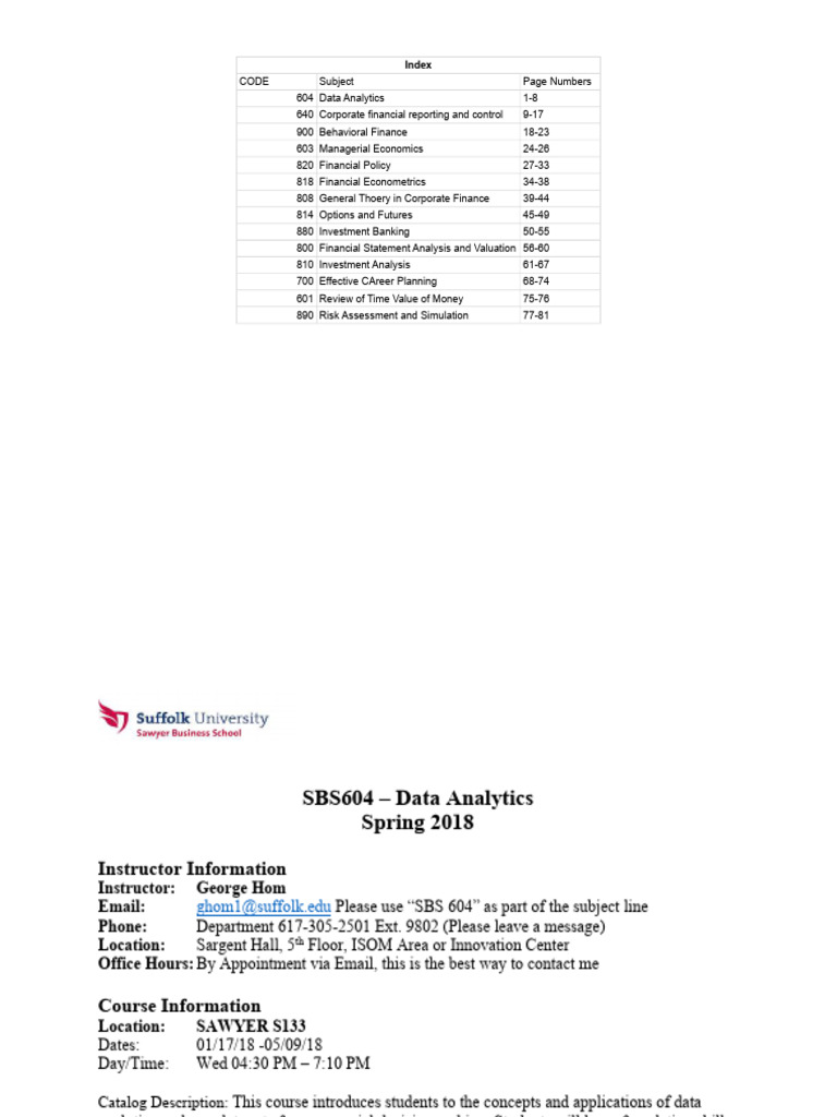 Data Analytics Course Overview 2018 | PDF | Macroeconomics | Microeconomics