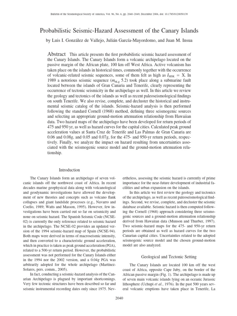 Probabilistic Seismic-Hazard Assessment of The Can | PDF | Earthquakes ...
