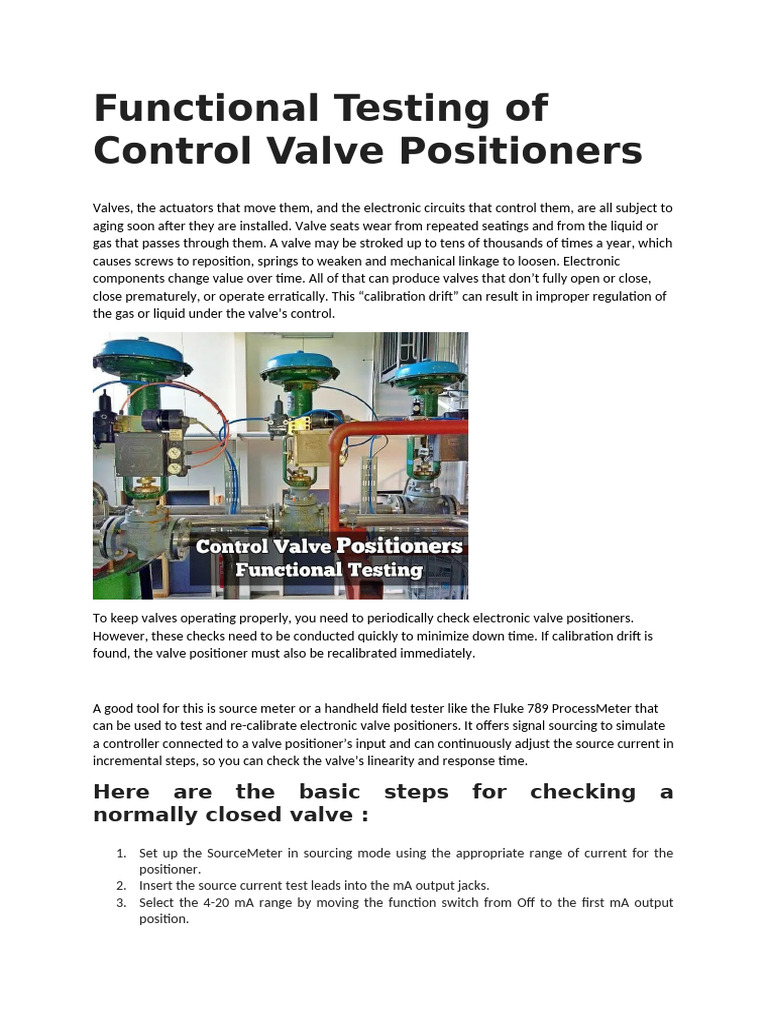 Testing and Calibration of Valve Positioners | PDF | Valve | Mechanical ...
