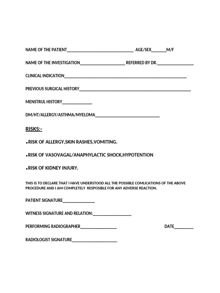 Patient Consent for Medical Investigation | PDF