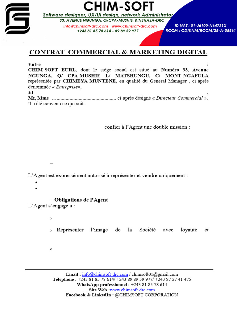 Contrat Commercial et Marketing Digital | PDF | Publicité ...