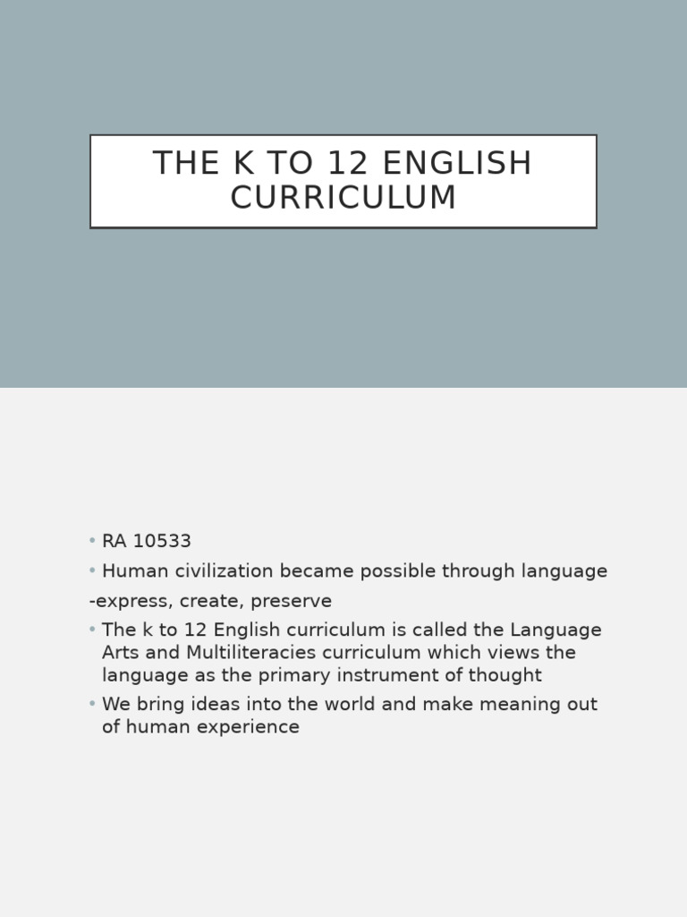 K-12 English Curriculum Overview | PDF | Linguistics | Learning