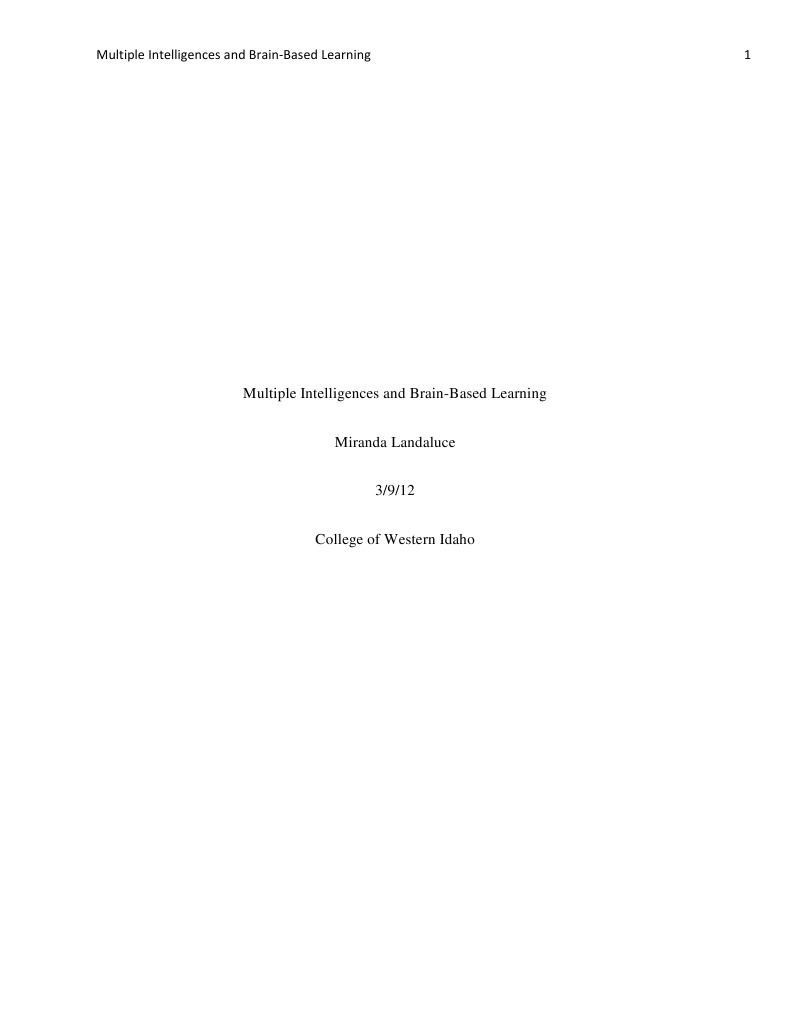 Multiple Intelligences in Education | PDF | Intelligence | Learning