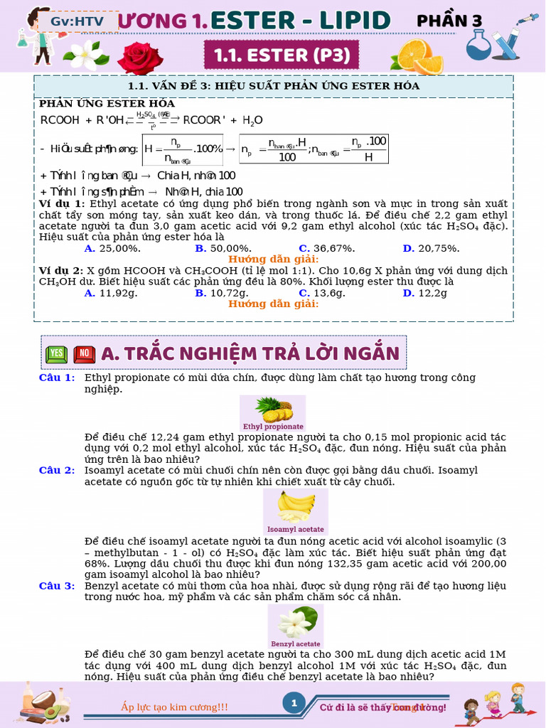 1.1. Ester - Lipid - Phần 3 - In | PDF