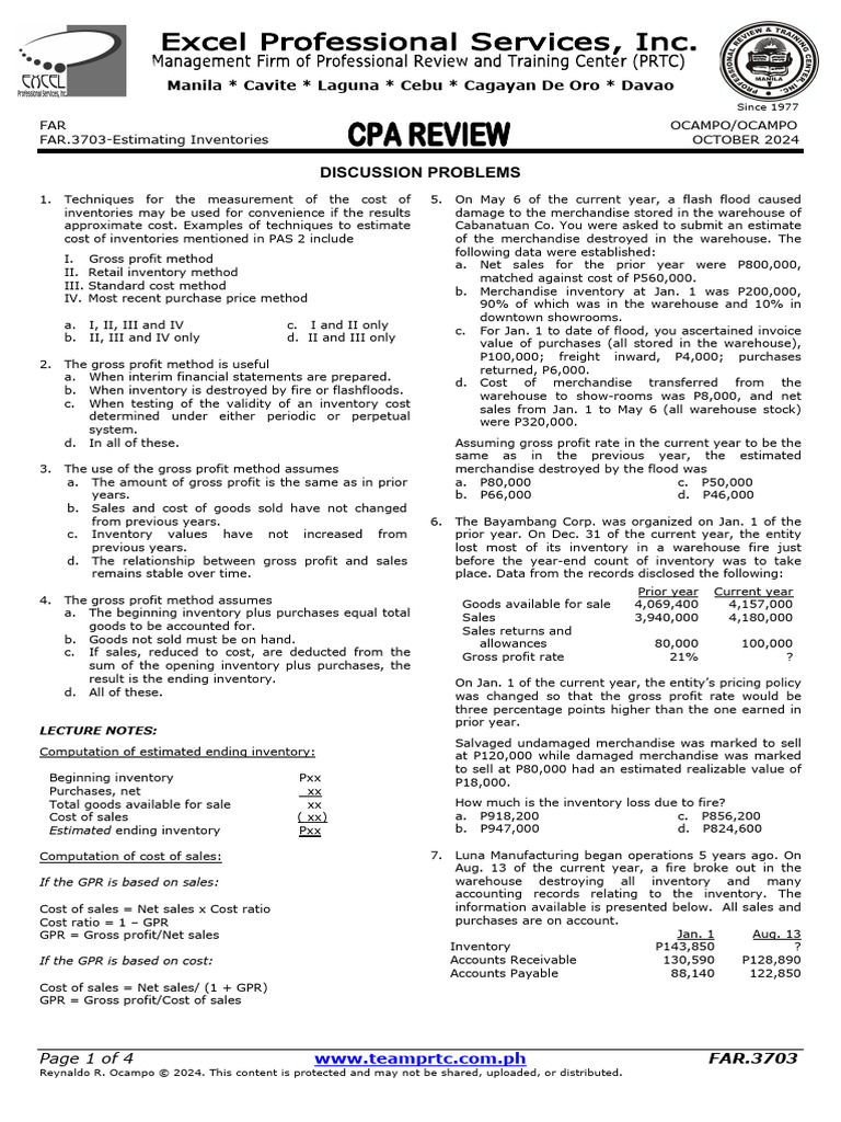 Estimating Inventory Methods Guide | PDF | Cost Of Goods Sold | Inventory