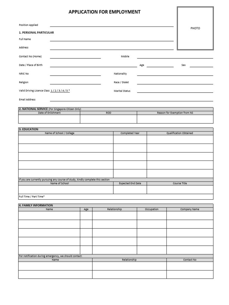 Application For Employment Form | PDF | Employment | Justice