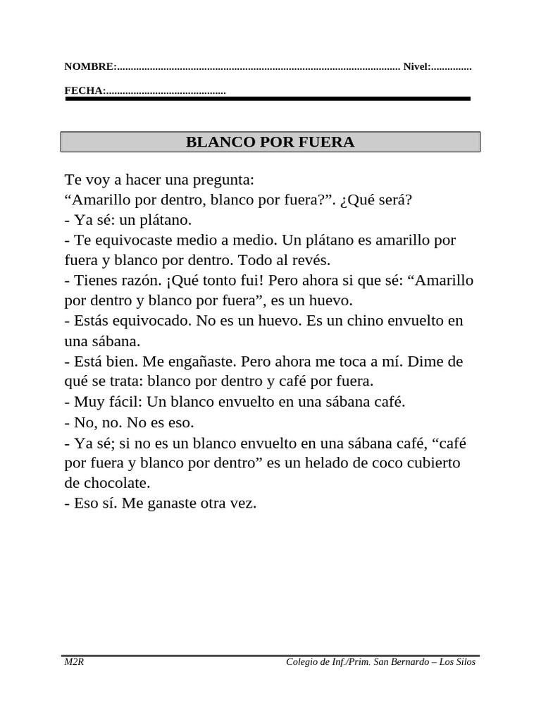 Adivinanzas para niños en clase | PDF