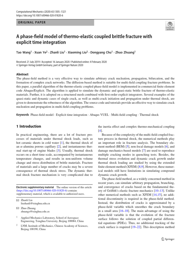 Thermo-Elastic Phase-Field Fracture Model | PDF | Fracture | Applied ...