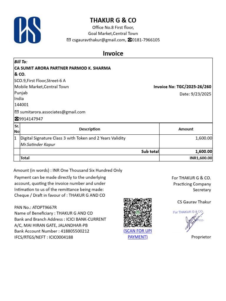 Invoice for Digital Signature Service | PDF