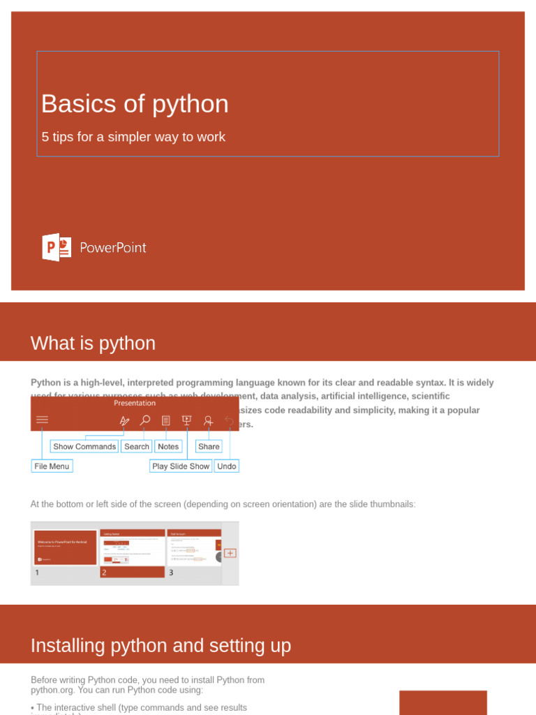 Basics of Python: 5 Tips For A Simpler Way To Work | PDF